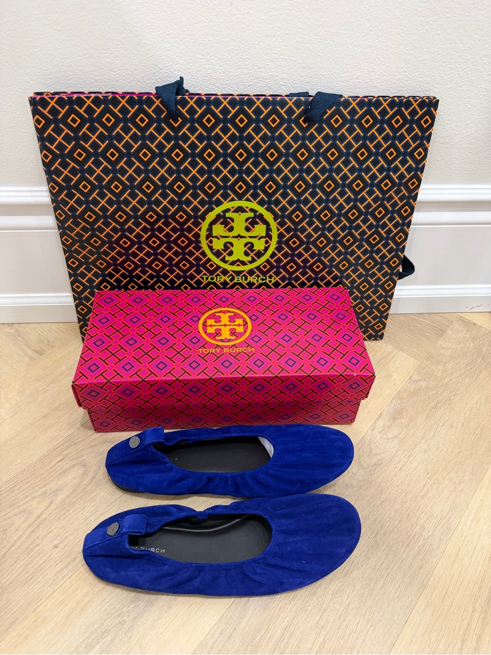 Tory Burch Royal Blue Suede Ballet Flats